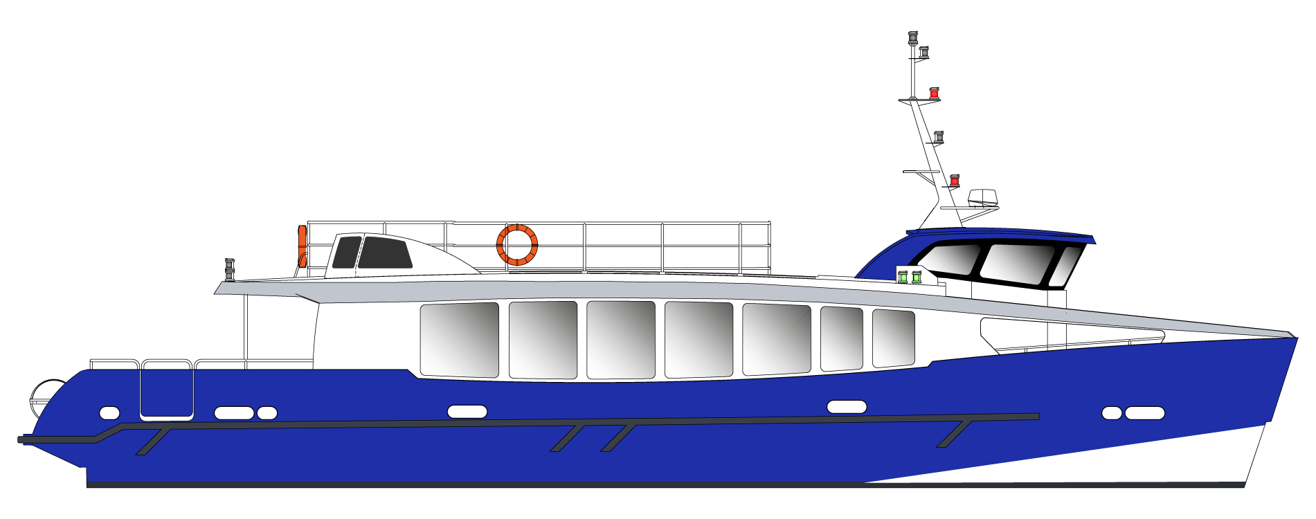 Wallis 20 capacité maxi 164-03 Vedette Passagers 20m 164 places - vue profil